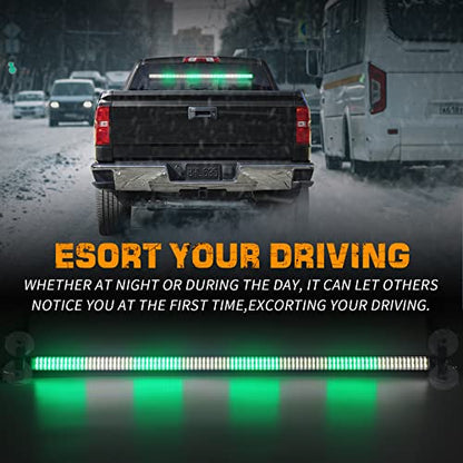 XRIDONSEN 35 inch Traffic Advisor Light Bar 144 LED Green White Emergency Lights Warning Flashing Safety Front/Rear Windshield strobe lights w/Controller for Firefighter Vehicles Snow plow Trucks - color: Green/White