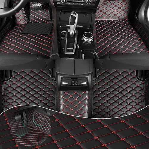 Car Floor Mats Fit for Nissan Kicks 2022-2025 All Weather Durability Leather Car Floor Mats, Skidproof Pedal, Waterproof, Wear-reistant(Black Red) - color: Black Red