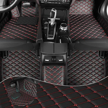 Car Floor Mats Fit for Nissan Kicks 2022-2025 All Weather Durability Leather Car Floor Mats, Skidproof Pedal, Waterproof, Wear-reistant(Black Red) - color: Black Red