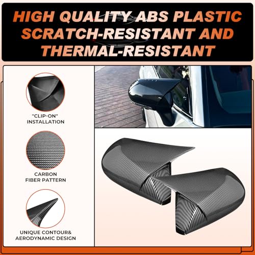 ACLONG Carbon Fiber Mirror Cover Caps Fit for Toyota Camry 2018 2019 2020 2021 2022 2023 2024 2025- Rearview Side Mirror Covers-Ox Horn Design, Left Driver Side & Right Passenger Side,1 Pair - size: Fit for Camry 2018-2025-Ox Horn-Carbon Fiber