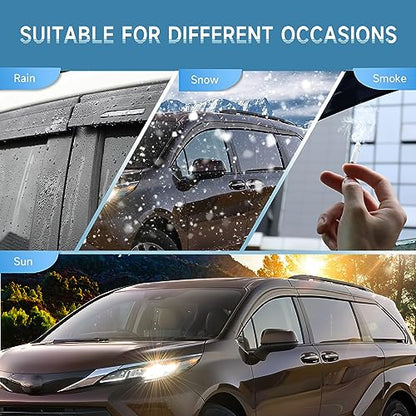 Black Rain Guards Fit for Toyota Sienna 2021 2022 2023 Tape-On Side Shatterproof Window Visor Window Deflectors, Rain Visors, 8-Piece Set - size: Fit for Toyota Sienna 2021-2023 TapeOn