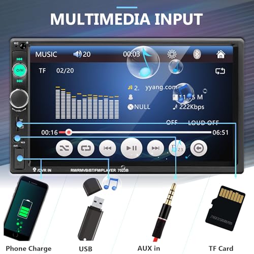 Podofo Car Stereo Double Din Car Radio 7 Inch MP5 Player with HD Touch Screen Digital Display Bluetooth Multimedia Support PhoneLink USB SD Aux-in 2 Din Autoradio with Backup Camera - style: style 1