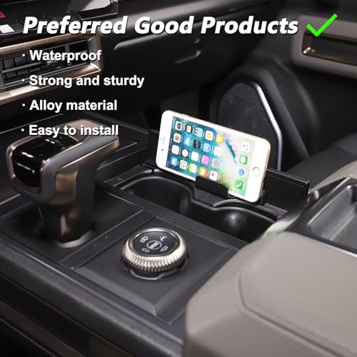 for Hummer EV SUV Pickup Accessories Cup Holder Insert Organizer,Cup Holder Expander for Car, Cup Holder Pocket Organizer,Designed for Things Like Phones and Glasses for 2022-2024 2025+ (Black)