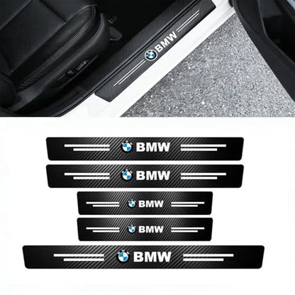 NUOMAN Car Door Entry Guard Carbon Fiber Stickers Compatible with BMW Series Interior Accessories,Car Door Sill & Car Trunk Sticker(5 Pack)