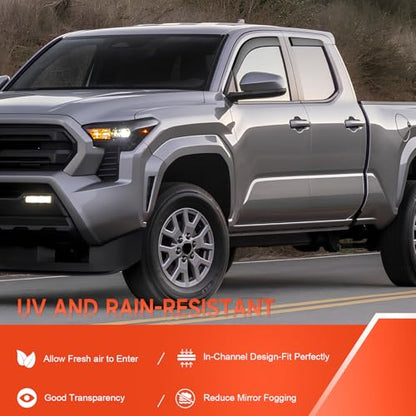 in-Channel Rain Guards Compatible with Toyota Tacoma 2024-2026, Durable Side Windows Wind Deflectors, 2024 2025 2026 Tacoma Rain Guard Black 4 PCS - size: 2024-2026 Tacoma