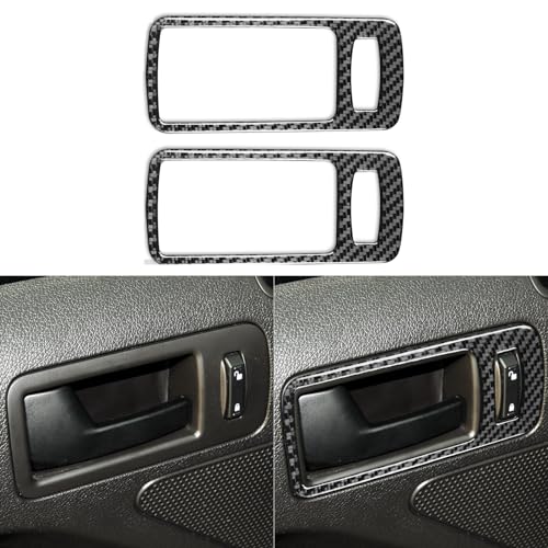2pcs Real Soft Carbon Fiber Car Inner Door Handle Switch Panel Decoration Trim Sticker Compatible with Ford Mustang GT/Shelby 2009 2010 2011 2012 2013 2014 Auto Interior Accessories Black - color: Inner Door Handle