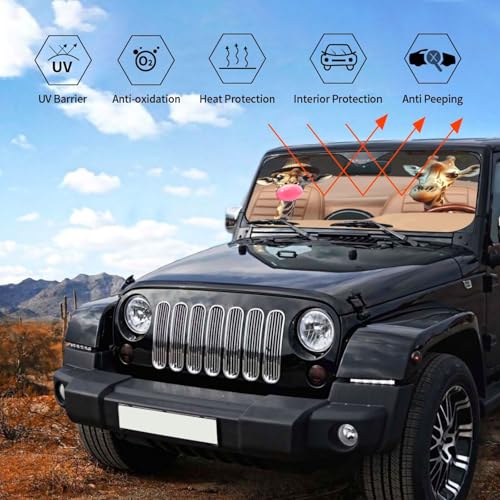 Funny Giraffe Car Sun Shade Windshield Sunshade Foldable Front Window Shield Cover for Truck SUV - color: Blue3