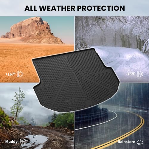 LASFIT Cargo Mat for Hyundai Santa Fe Sport 2018 2017 2016 2015 2014 2013, All Weather TPE Custom Fit Car Trunk Mats Cargo Liners Accessoires for Santa Fe Sport 2013-2018, Black - size: 2)For Hyundai Santa Fe Sport | 2013-2018 | Cargo