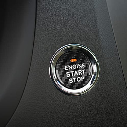 AIRSPEED Carbon Fiber Car Engine Start Button Cover Center Console Push-Button Sticker Interior Trim for Lexus is(2006-2012), ES(2006-2012), LX(2007-2015), Black (with Hole) - color: Black With Hole