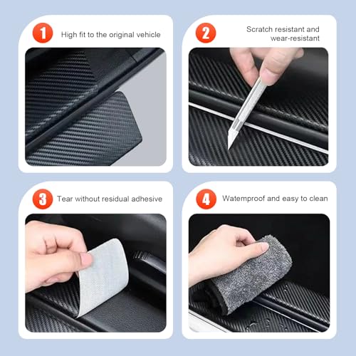 4 PCS Car Door Sill Protectors, Door Edge Step Dust Shield Strips, Automotive Rubber Scratch Resistant Entry Sill Guards, Universal for Most Cars