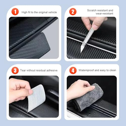 4 PCS Car Door Sill Protectors, Door Edge Step Dust Shield Strips, Automotive Rubber Scratch Resistant Entry Sill Guards, Universal for Most Cars