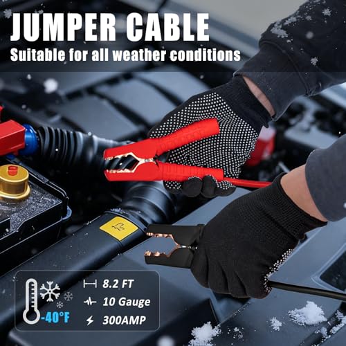 AUTODECO Roadside Emergency Car Kit Winter Road Trip Assistance Vehicle Safety Kit with Air Comperss, Detachable Snow Shovel, Jumper Cables, Tow Strap