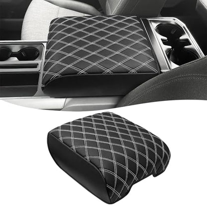 KBH Center Console Armrest Cover for 2021-2026 Ford F150, Middle Console Lid Protector, Arm Rest Box Cushion, Anti-Scratch, Black-Gray Stitch (Fits Bucket Seat Console Only) - size: Bucket Seat, 21-26 F150, Gray Stitch