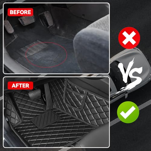 Car Floor Mats Fit for Nissan Kicks 2022-2025 All Weather Durability Leather Car Floor Mats, Skidproof Pedal, Waterproof, Wear-reistant(Black) - color: Black