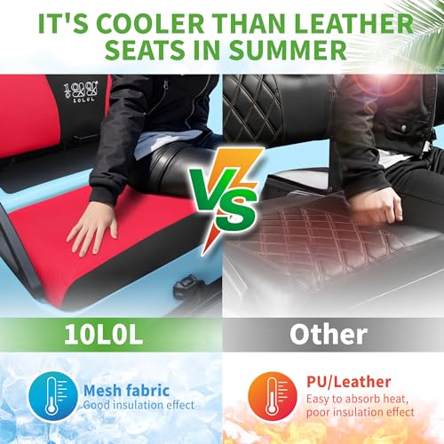 10L0L Golf Cart Seat Covers for Yamaha G29 Drive2 Club Car Precedent Tempo, Breathable Mesh Bench Seat Cover, No Drilling Front Seat Cushion, All-Season Comfort Gray Black - color: Red and Black