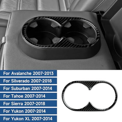Car Carbon Fiber Cup Holder Sticker Decal Cover Interior Trim for Chevrolet Silverado/GMC Sierra 1500 2500HD 3500HD 2014-2018 Accessories - color: Cup Holder