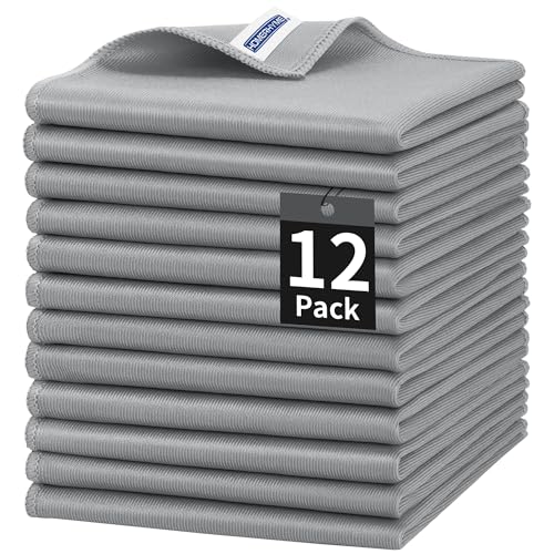 Microfiber Cleaning Cloth, 12 Pack Window Glasses Cleaning Cloth, Reusable Lint-Free Streak Free Polishing Cloth Wipes for Stainless Steel, Eyeglasses, Mirrors, Screens & Lenses,12"*12" Grey - color: Grey, size: 12 Pk-12" X 12"