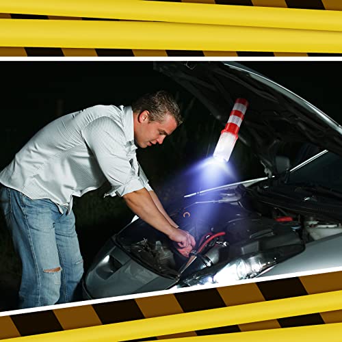 Riakrum 6 Pcs Emergency Roadside Flares Bulk Kit LED Safety Strobe Road Warning Light Bright Red Safety Beacon Strobe Light Roadside Flare Magnetic Base Detachable Stand Vehicle (Batteries Excluded)