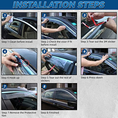 4pcs JDM Vent Window Visors Compatible with 2019-2024 UX200 UX250h,Outside Mount Style Sun Rain Guard,Smoke Tint with Chrome Trim - size: For 2019-2024 Lexus UX