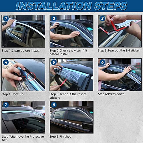 4pcs Vent Window Visors Compatible with 2017/2018-2024 Compass New Body,Outside Mount Style Sun Rain Guard,Smoke Tint with Chrome Trim - size: For 2017-2024 Jeep Compass