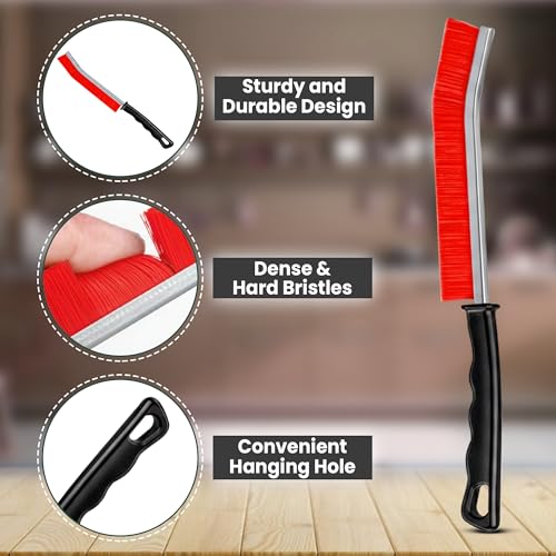 Crevice Cleaning Brush Set – 3Pcs Hard Bristle Cleaning Tools in Black, Red & Blue for Grout, Tile Floors, Gaps & Narrow Spaces – Small Grout Scrub Brush for Bathroom, Shower, Window Tracks, Kitchen - size: Pack of 3 - Black, Red, & Blue