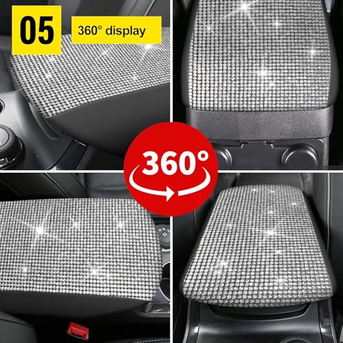 AOMSAZTO Bling Crystal Diamond Console Covers for 2011-2019 Ford Explorer Leather Armrest Covers - color: Bling