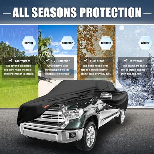 X AUTOHAUX Car Cover for Toyota Tacoma Crew Cab Pickup 2005-2021 Aluminum Film Outdoor Waterproof Sun Rain Snow Hail Protection with Driver Door Zipper - size: for Toyota Tacoma Crew Cab Pickup 2005-2021