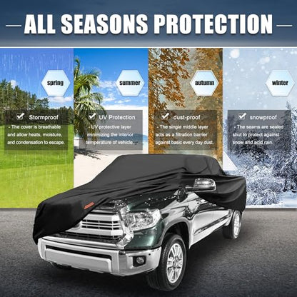 X AUTOHAUX Car Cover for Toyota Tacoma Crew Cab Pickup 2005-2021 Aluminum Film Outdoor Waterproof Sun Rain Snow Hail Protection with Driver Door Zipper - size: for Toyota Tacoma Crew Cab Pickup 2005-2021