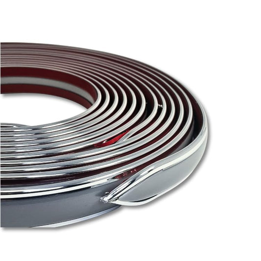 Cowles 1 1/4" x 26' Bold LINE Classic Chrome/Colored Body Side Molding with Pointed Finished Ends- 2 Strips of 13 Feet [25-135-01] (Chrome + Silver) - color: Silver