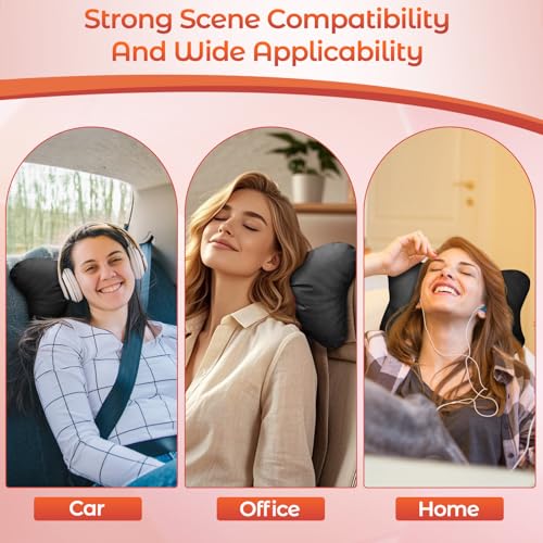 2 Pcs Black Bow Car Neck Pillows Softness Car Headrest Pillow for Driving With Adjustable Strap Leather Material Wear-Resistant and Dirt-Resistant Perfect Choice for Both Beauty and Comfort - color: Black