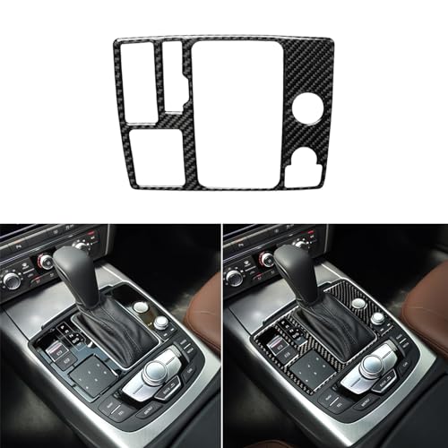 Real Carbon Fiber Interior Accessories Sticker Compatible with Audi A6 S6 C7 A7 S7 4G8 2012 2013 2014 2015 2016 2017 2018 Car Floor Console Gearshift Panel Decor Decal Trim Cover Black - color: Gearshift Panel Decor