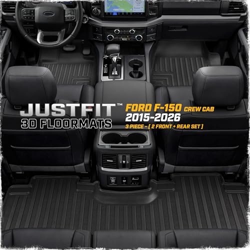Cat® Floor Mats for 2015-2026 Ford F-150 SuperCrew Cab, Front & Rear, All Weather Protection 3D Contour Fit Custom Fit Floor Liners, Black - style: Ford F-150 SuperCrew Cab (2015-2026)