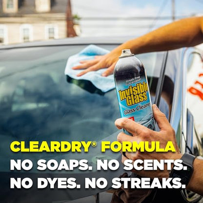 Invisible Glass 99011 Premium Aerosol Glass Cleaner Spray Kit Includes 3 Premium Aerosol Glass Cleaner Spray, 3 Waffle Weave Microfiber Towels for Streak-Free Auto Glass Windows, Windshields & Mirrors - size: 6 Count (Pack of 1)
