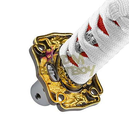 JDMBESTBOY Samurai Sword White Red Shift Knob Shifter Alloy Katana Adapters Universal 10cm - color: White Red, size: 10cm