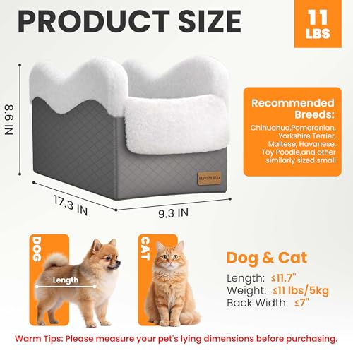 Portable Small Dog Seat for Car, Luxury Center Console Dog Car Seat Booster with Safety Tethers, Anti-Collapse Pet Travel Carseat for SUV, Truck (Dark Grey/White) - color: Dark Grey/White
