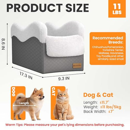 Portable Small Dog Seat for Car, Luxury Center Console Dog Car Seat Booster with Safety Tethers, Anti-Collapse Pet Travel Carseat for SUV, Truck (Dark Grey/White) - color: Dark Grey/White