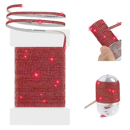 10-Yard Rhinestone Ribbon Self Adhesive Crystal Rhinestones, 2-Rows Bedazzling Strips, 10-Yard Rhinestone Strips for DIY Craft, Rhinestones for Crafting, Home Decor, Red - color: Red - 10-Yard - 2-Rows