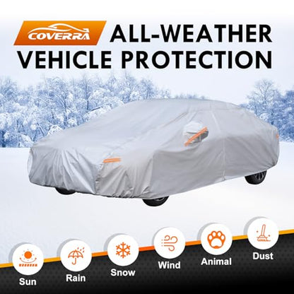 6 Layer Heavy Duty Car Cover Custom Fit for Tesla Model 3 with Charging Port Flap, Waterproof All Weather Car Tarp Outdoor Protection with Cotton Lining - size: Tesla Model 3
