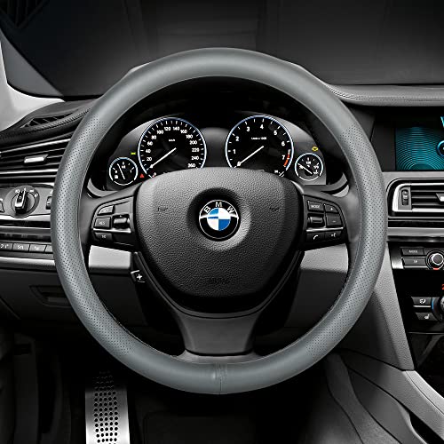 Car Steering Wheel Cover,Universal 15 Inch Premium Leather Car Steering Wheel Cover,Best Grip,Perforated Design,Breathable,Non-Slip,Sweat-Absorbent,Warm in Winter and Cool in Summer (Gray) - color: Gray