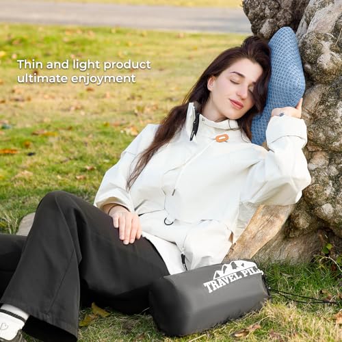 Travel Pillow Memory Foam Pillows, Camping Pillow-Compressible Medium Firm, Breathable Cover, Ideal Backpacking Hiking, Bed Pillows, Airplane and Car (Blue, L) - color: Blue, size: L-23.6*15.7in