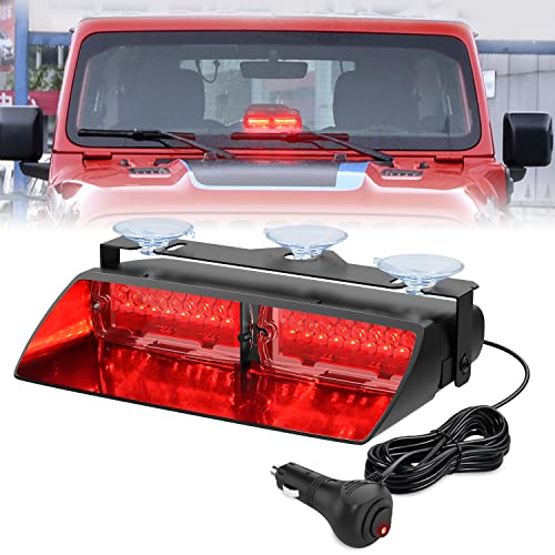Nilight Red Emergency Strobe Lights Windshield Hazard Warning Safety Flash Light with Suction Cups Super Bright LED for Police Enforcement Firefighters Vehicle Truck - color: Red