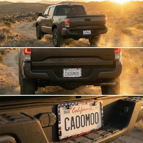 2 Pack License Plate Frames (USA American Flag Design) - Stainless Steel License Plate Frame with Screws Fasteners Caps (Rustic) - style: Rustic