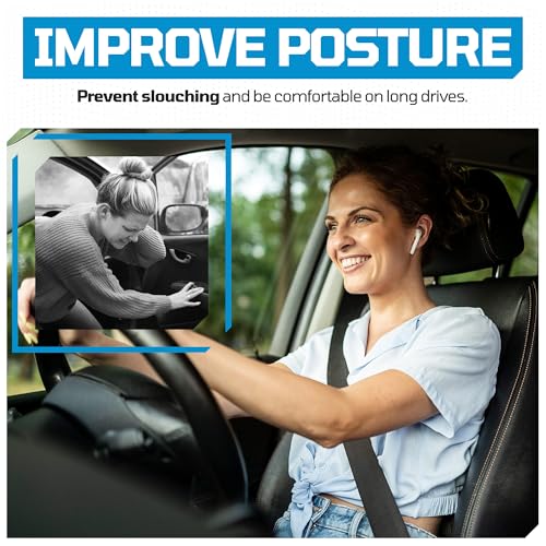 FORTEM Car Seat Cushion, Memory Foam Wedge Cushion for Driving, Car Seat Pad for Comfort, Non Slip Bottom, Adjustable Straps, Washable Cover