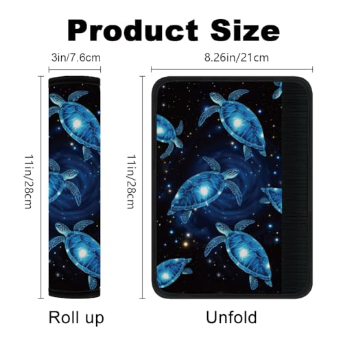 2Pcs Soft Auto Seat Belt Cover Pad Neon Galaxy Sea Turtle Print Colorful Car Seatbelt Shoulder Cushion for Comfortable Driving, Compatible with All Cars' Seatbelt and Backpack Straps - color: Turtle