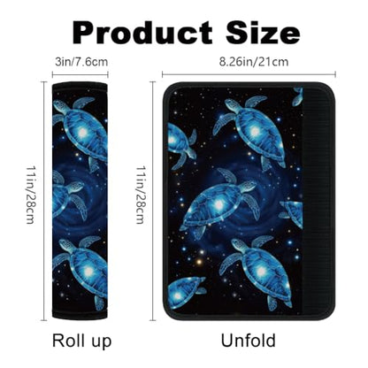 2Pcs Soft Auto Seat Belt Cover Pad Neon Galaxy Sea Turtle Print Colorful Car Seatbelt Shoulder Cushion for Comfortable Driving, Compatible with All Cars' Seatbelt and Backpack Straps - color: Turtle