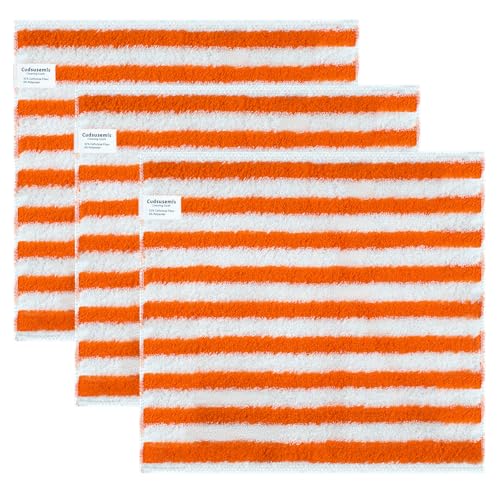 3 Pack Cellulose fiber Cleaning Cloth, Highly Absorbent Kitchen Cleaning Rags for Kitchen, Car, Window, Housekeeping, Household Dusting, No odor and No Scratch Reusable, 11.8"X10.6", Orange - color: Orange