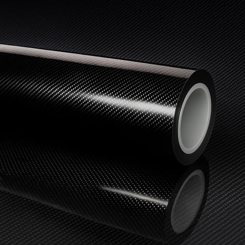 RockRose 7D Super Glossy Black Carbon Fiber Vinyl Wrap - Anti-Wrinkle, Air Release Automotive Wrap - DIY Decals Self Adhesive Car Vinyl Sticker for Interior/Exterior - Size 4FT x 5FT - color: 7D Black, size: 4FT x 5FT
