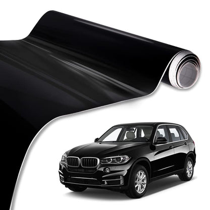 Spurtar Gloss Black Vinyl Wrap 1ft X 5ft Air-Release Glossy Black Car Wrap Adhesive Film Automotive Vinyl Black Sticker for Cars Motorcycle DIY Detailing Paper Air Release Decal Sheet 30.5 X 152cm - color: Glossy Black