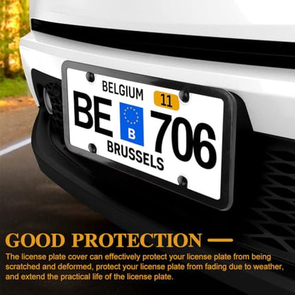 Clear License Plate Covers, 2 Pack Unbreakable Car Tag Frame Protector with Screws Caps and Rattle Proof Pads, Standard US Plates Protective Shield(Style:Black Frame) - style: Black Frame