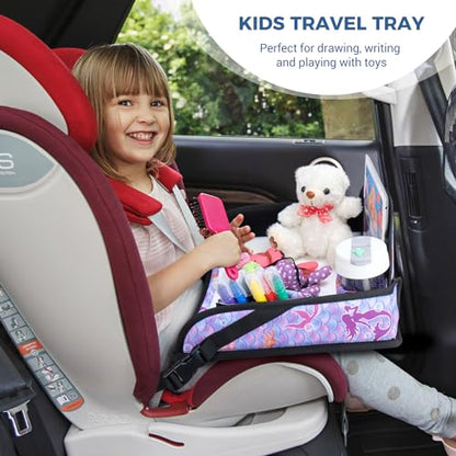 COOLBEBE Kids Travel Tray for Toddler Car Seat, Travel Tray for Airplane, Toddler Car Seat Lap Tray, Carseat Table Tray for Kids Travel Activities (Mermaid - color: Mermaid